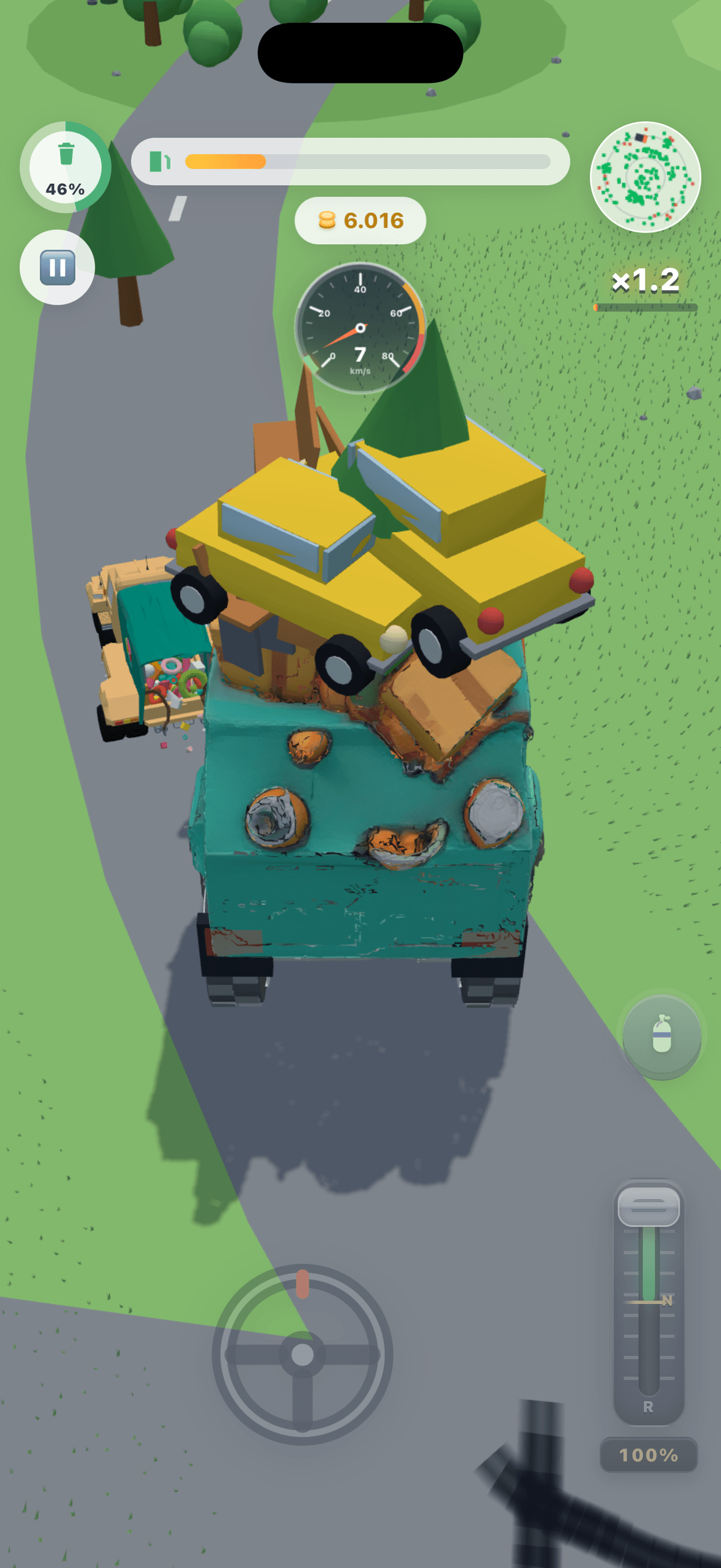 Cars stacked on top of the truck